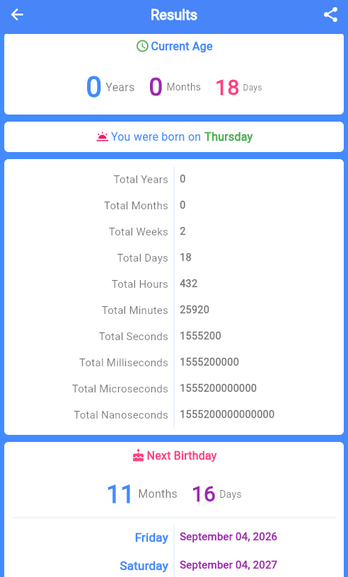 Age Calculator App Screenshot